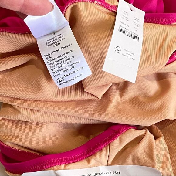 J Crew Radiant Fuchsia Ruffle V-Neck Ruched One Piece Swimsuit Sz 2 NWT - Picture 10 of 16